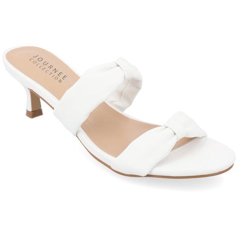 Journee Collection Women's White  Dyllan Kitten Block Heeled Sandals | Journee Collection  in Lebanon