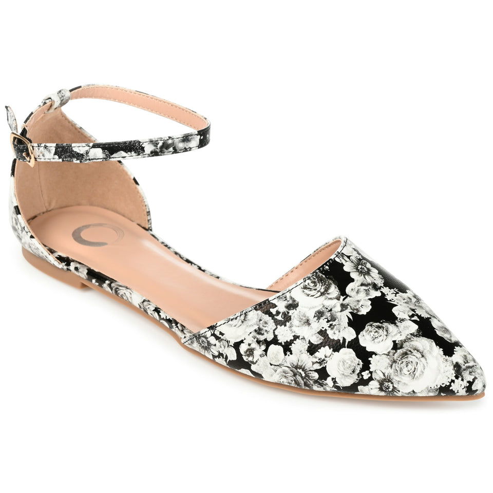 Journee Collection Women's Black & White Floral WD-Reba Ballet Flat | Journee Collection In Lebanon