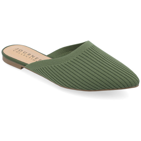 Journee Collection Women's Olive Green Aniee Slip On Almond Toe Sandals | Journee Collection In Lebanon