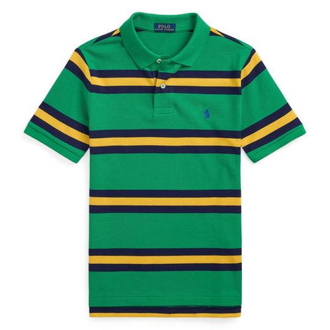 Polo Ralph Lauren Boy's Green Striped Cotton Mesh Polo T-Shirt |Polo Ralph Lauren In Lebanon