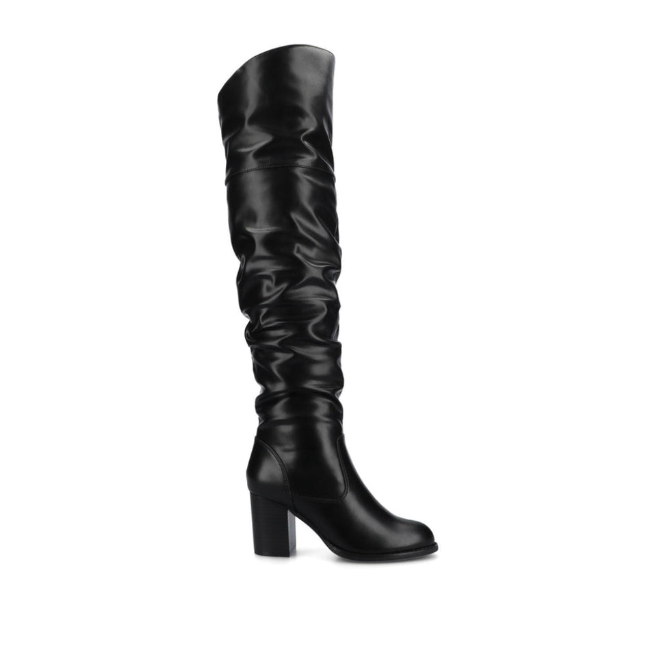Journee Collection Women's Black Leather Kaison High Boots