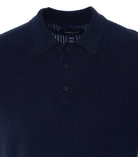 Kenneth Cole Men's Navy Knitted Polo T-Shirt | Kenneth Cole In Lebanon