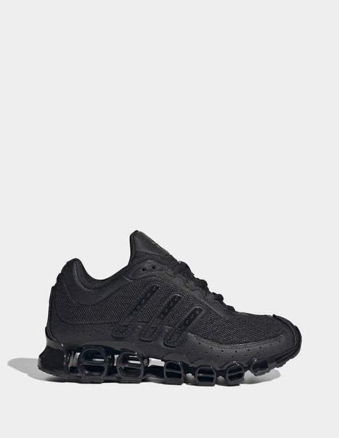 Black athletic shoe on a light gray background