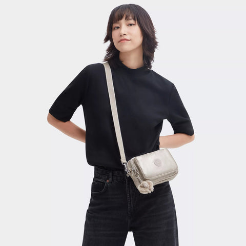 Kipling Women's Silver Metallic Abanu Convertible Crossbody Bag | Kipling In Lebanon