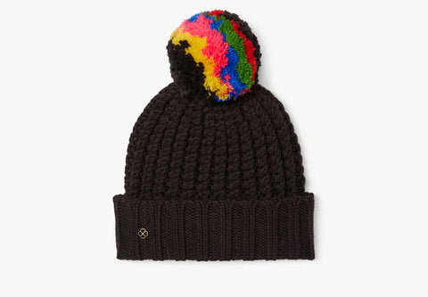 Kate Spade Women's Black Marble Cable-Knit Beanie |Kate Spade In Lebanon