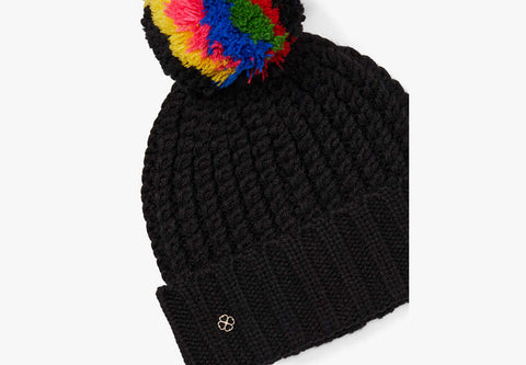 Kate Spade Women's Black Marble Cable-Knit Beanie |Kate Spade In Lebanon