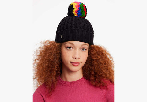 Kate Spade Women's Black Marble Cable-Knit Beanie |Kate Spade In Lebanon