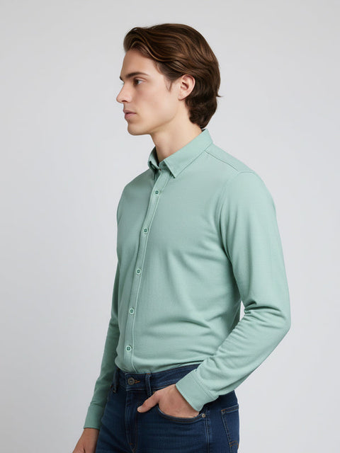 Celio Men's Sage Green Poly-Cotton Shirt | Celio in Lebanon
