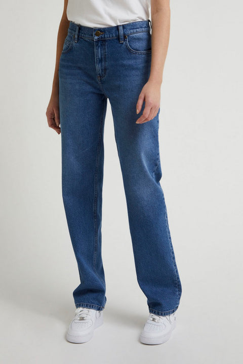 Lee Women's Blue Mid wash Straight Fit Regular Cut Normal Waist Flexible Jeans | Lee In Lebanon