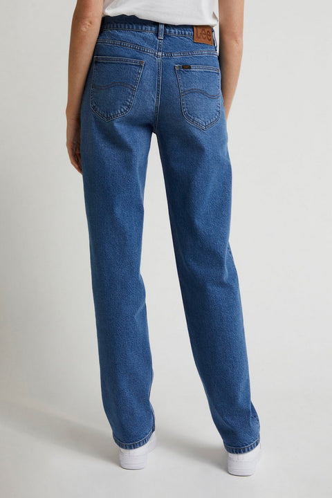 Lee Women's Blue Mid wash Straight Fit Regular Cut Normal Waist Flexible Jeans | Lee In Lebanon