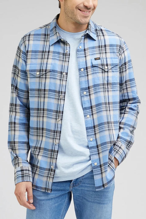 Lee Men's Prep Blue Clean Western Shirt | Lee In Lebanon