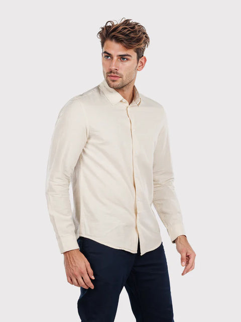 Celio Men's Beige Solid Regular Fit Cotton Shirt | Celio In Lebanon