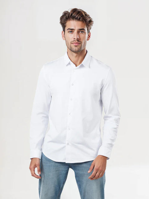 Celio Men's Optical White Long Sleeve Jersey Shirt | Celio in Lebanon