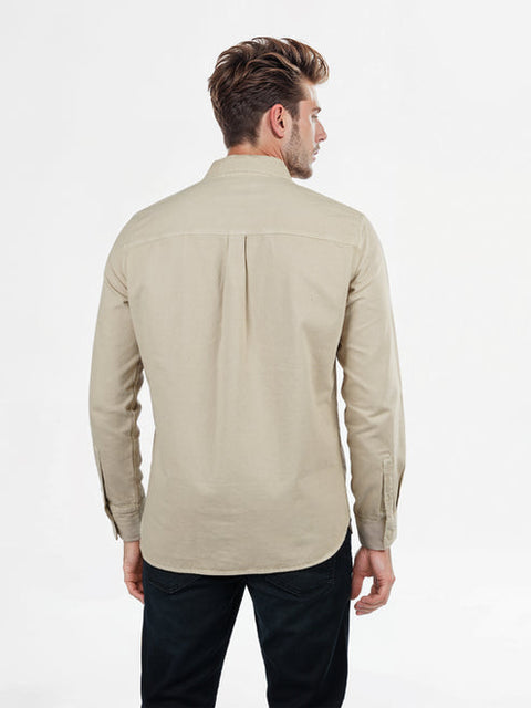 Celio Men's Beige Solid Cotton Over Shirt | Celio In Lebanon
