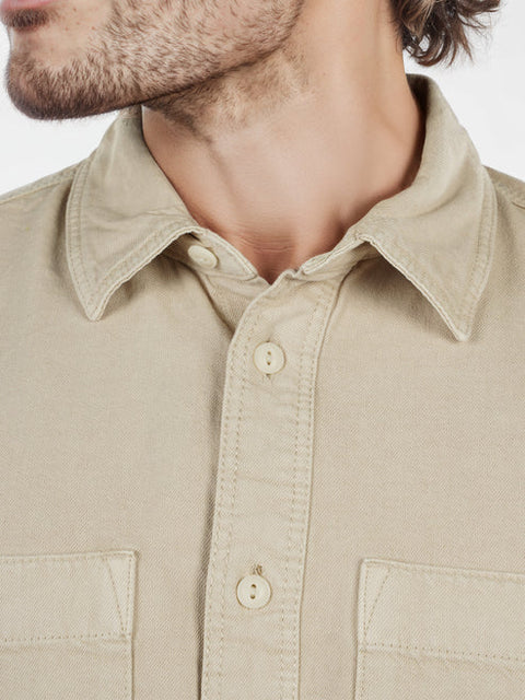 Celio Men's Beige Solid Cotton Over Shirt | Celio In Lebanon