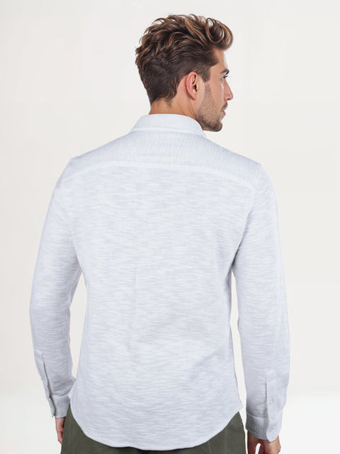 Celio Men's White Solid Regular Fit Poly-Cotton Over Shirt | Celio In Lebanon