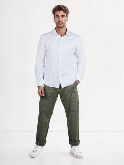 Celio Men's White Solid Regular Fit Poly-Cotton Over Shirt | Celio In Lebanon