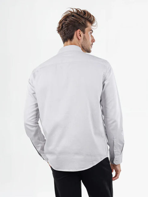 Celio Men's Light Grey Satin Finish Long Sleeve Shirt | Celio in Lebanon