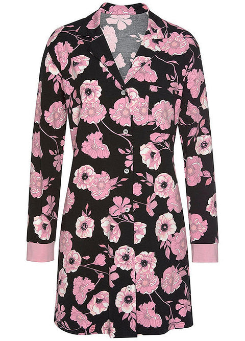 Lascana Women's Black Printed Sleep Dress |Lascan in Lebanon