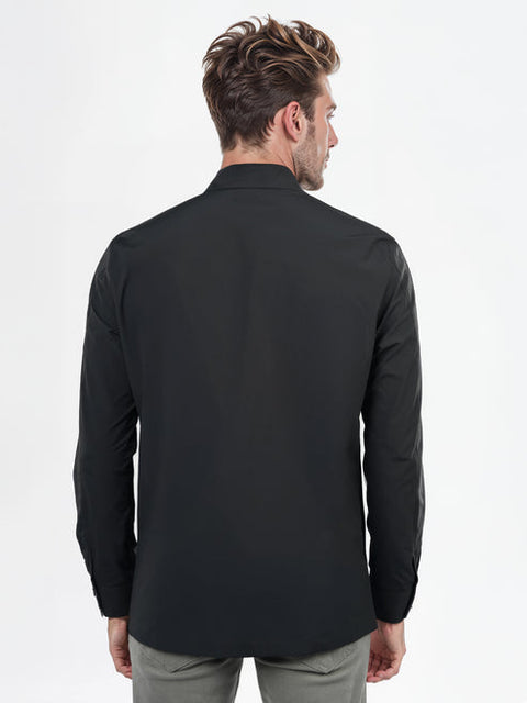Celio Men's Black Solid Polyester Long-Sleeve Over Shirt | Celio In Lebanon