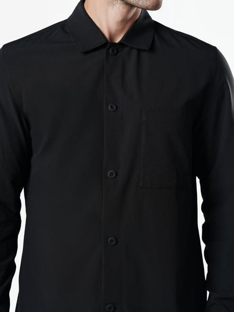 Celio Men's Black Solid Polyester Long-Sleeve Over Shirt | Celio In Lebanon