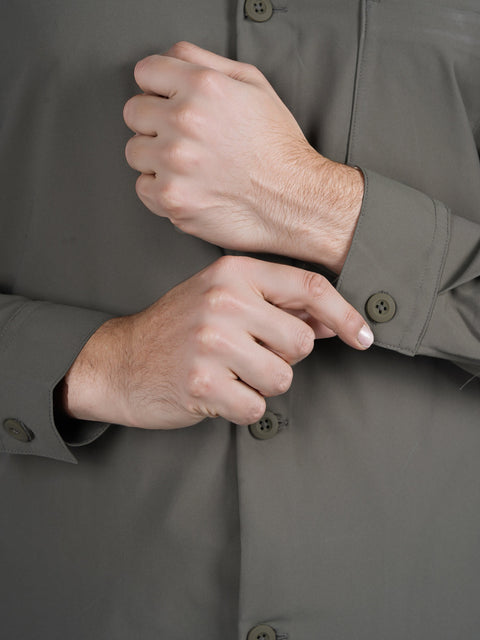 Celio Men's Olive Green Solid Oversized Polyester Shirt | Celio In Lebanon