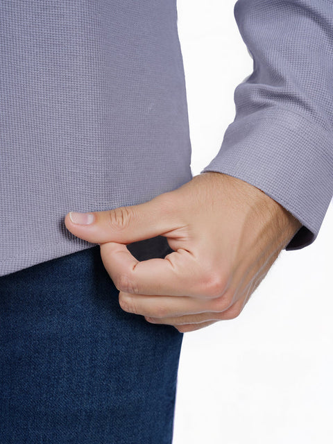 Celio Men's Gray Cotton-Blend  Shirt | Celio in Lebanon