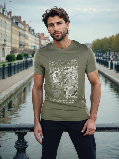 Celio Men's Olive Green Printed Regular Fit Cotton T-Shirt | Celio In Lebanon