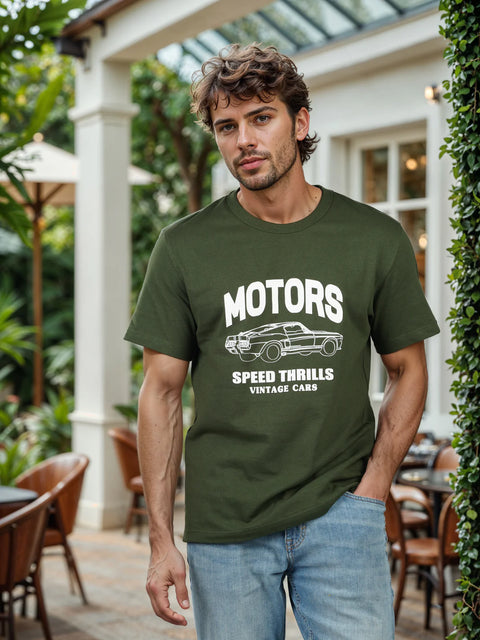 Celio Men's Green Printed Boxy Fit Cotton T-Shirt | Celio In Lebanon