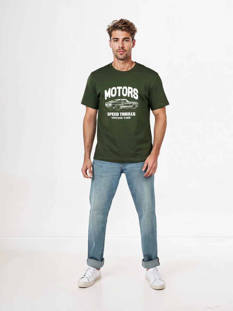 Celio Men's Green Printed Boxy Fit Cotton T-Shirt | Celio In Lebanon