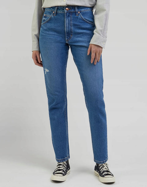 Lee Women's Blue High Rise Rider Slim Straight Fit Jeans |Lee In Lebanon