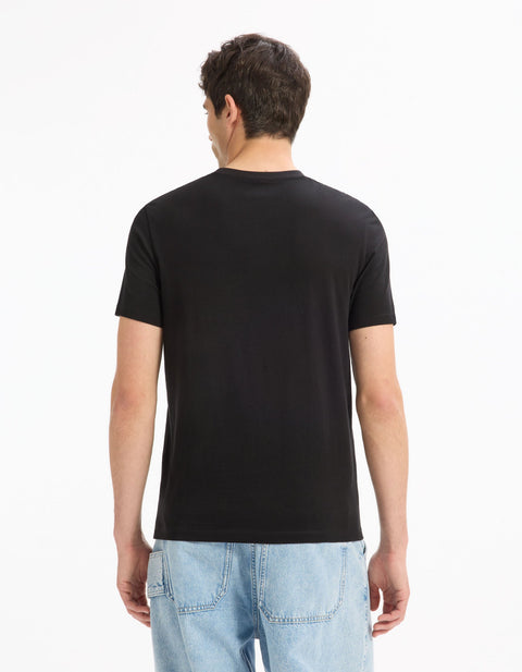 Celio Men’s Black Round Neck Straight Cotton T-Shirt |Celio In Lebanon