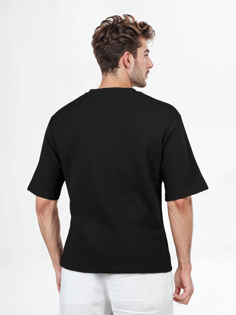 Celio Men's Black Solid Oversized Cotton  T-Shirt | Celio in Lebanon