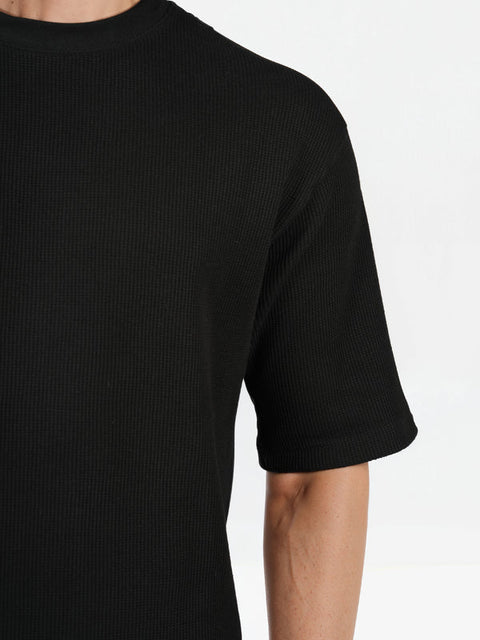 Celio Men's Black Solid Oversized Cotton  T-Shirt | Celio in Lebanon