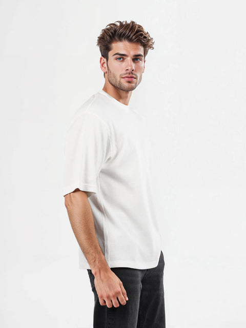 Celio Men’s White Solid Oversized Cotton Off White T-Shirt|Celio In Lebanon