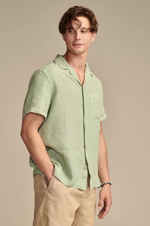 Lucky Brand Men's Sage Green Linen Camp Collar Short Sleeve Shirt | Lucky Brand In Lebanon