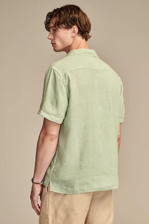 Lucky Brand Men's Sage Green Linen Camp Collar Short Sleeve Shirt | Lucky Brand In Lebanon