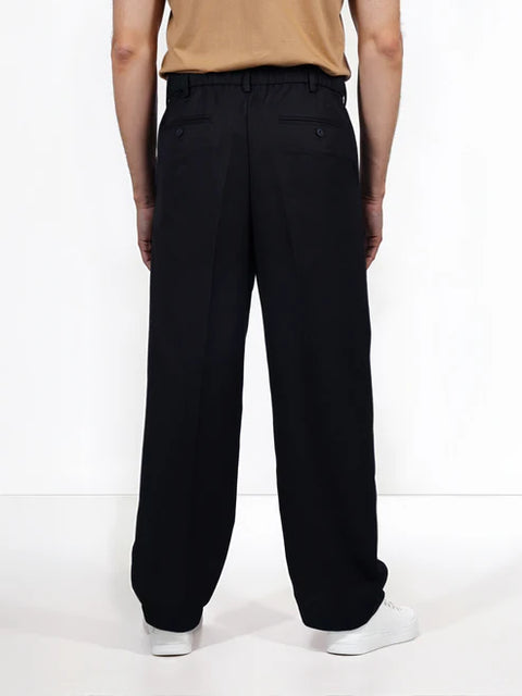 Celio Men's Black Wide-Leg Pleated Trousers | Celio in Lebanon