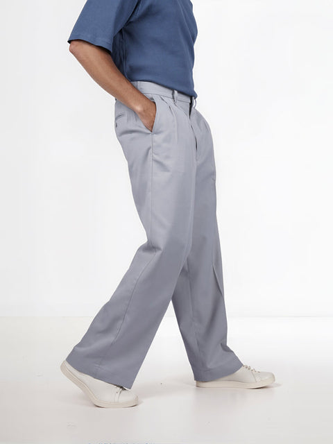 Celio Men's Gray Poly-Blend Loose Fit Trousers | Celio in Lebanon