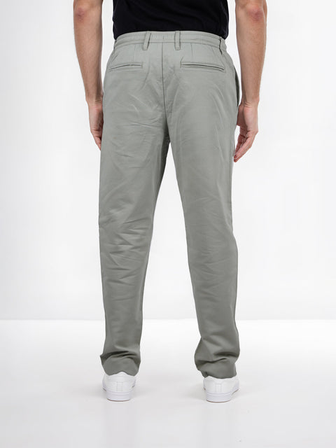 Celio Men's Sage Green Straight Leg Plain Cotton Trousers | Celio In Lebanon