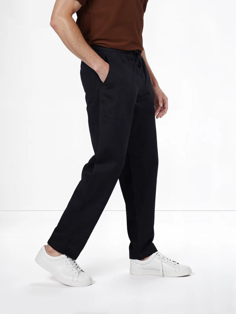 Celio Men’s Black Linen Relaxed Fit Casual Trouser|Celio In Lebanon