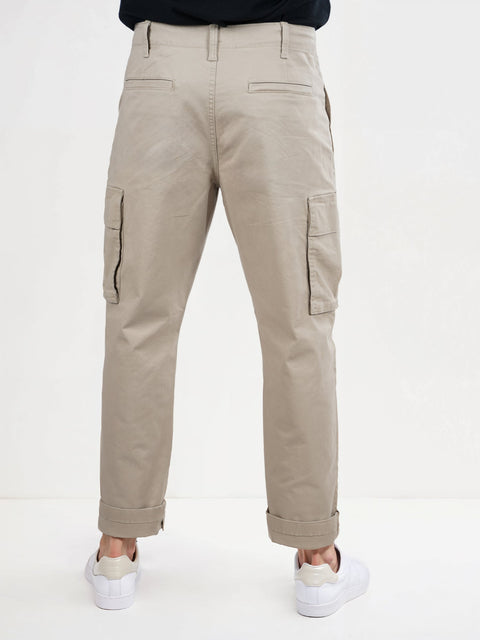 Celio Men's Beige Cotton-Blend Slim Fit Cargo Pant | Celio In Lebanon