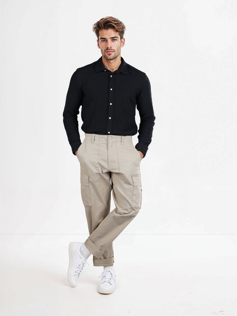 Celio Men's Beige Cotton-Blend Slim Fit Cargo Pant | Celio In Lebanon