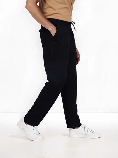Celio Men's Black Cotton-Poly-Blend Regular Fit Pant|Celio In Lebanon
