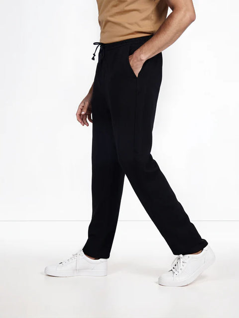 Celio Men's Black Cotton-Poly-Blend Regular Fit Pant|Celio In Lebanon
