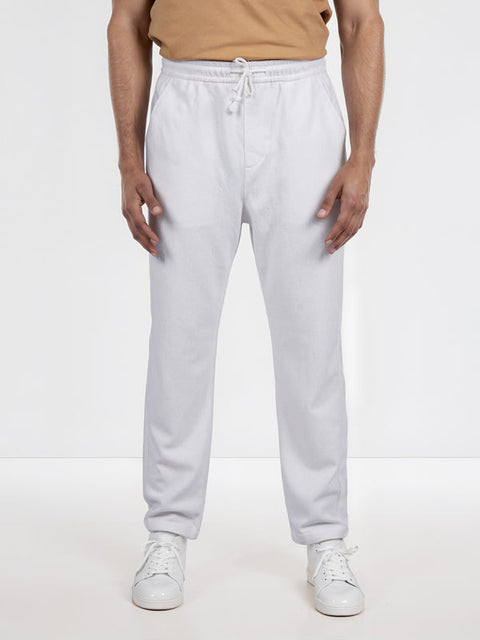 Celio Men's White Cotton-Poly-Blend Regular Fit Pant | Celio In Lebanon