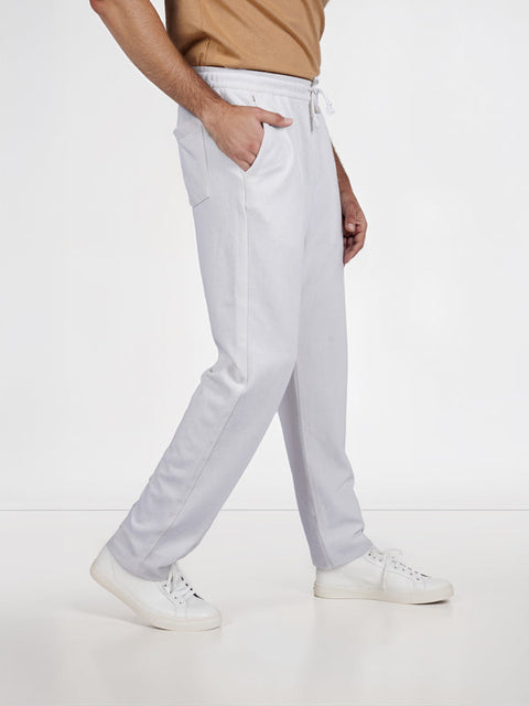 Celio Men's White Cotton-Poly-Blend Regular Fit Pant | Celio In Lebanon