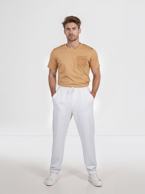 Celio Men's White Cotton-Poly-Blend Regular Fit Pant | Celio In Lebanon