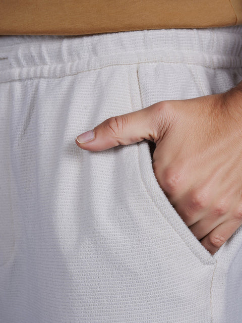 Celio Men's White Cotton-Poly-Blend Regular Fit Pant | Celio In Lebanon