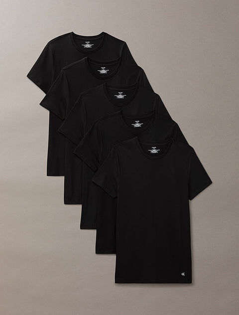 Calvin Klein Men's Black Pack Of 5 Cotton Crew Neck T-Shirt | Calvin Klein In Lebanon